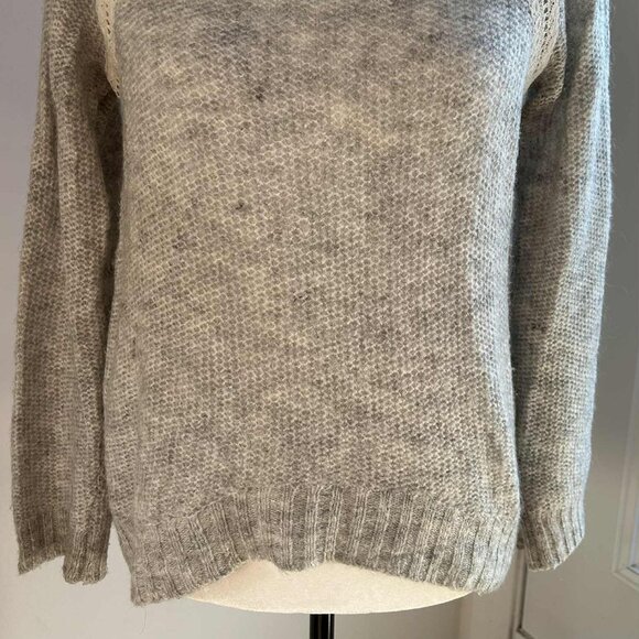 Miiyu by Simons Heather Grey Mohair-Blend Lace Shoulder High-Low Sweater - US S - Picture 4 of 10